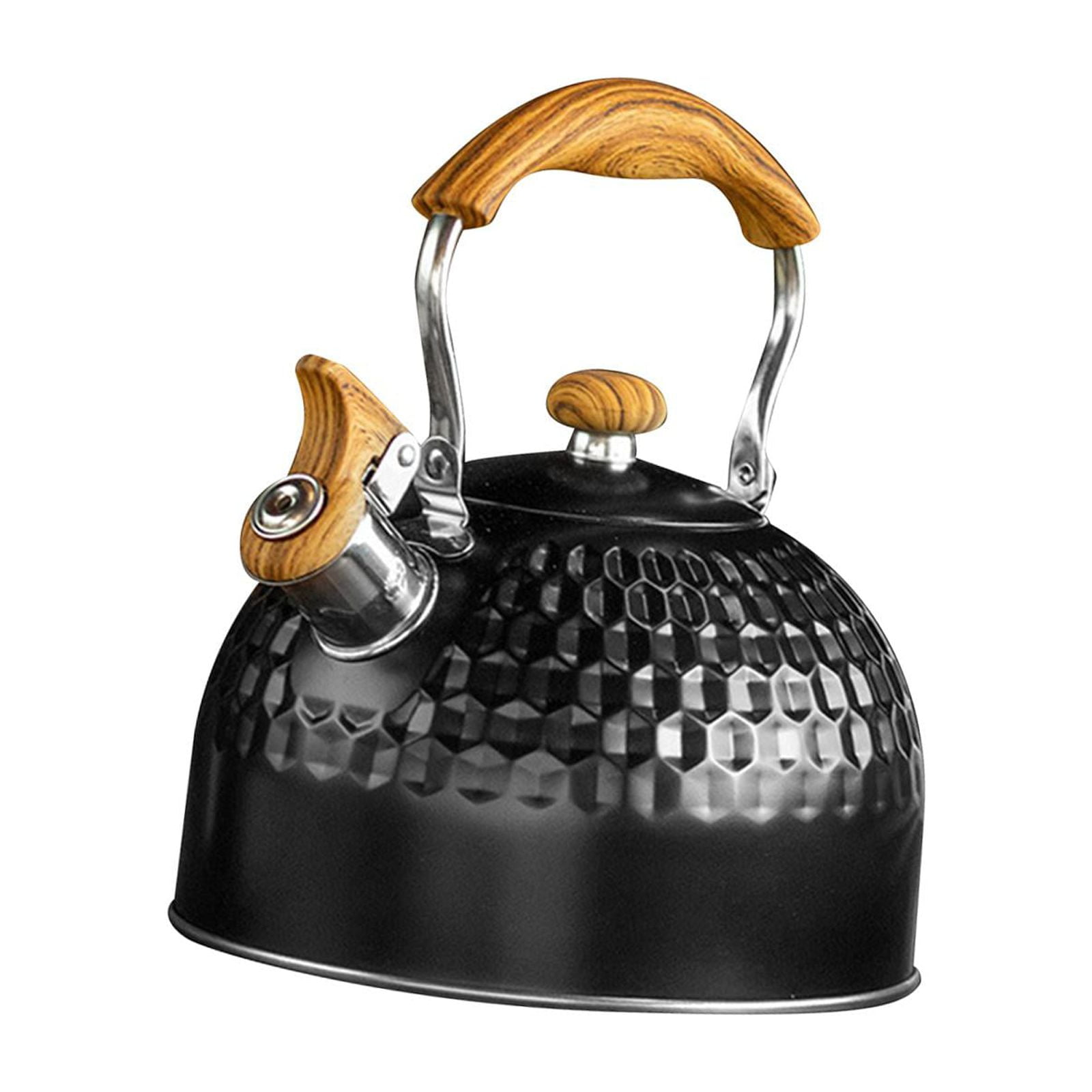 Magideal - Hervidor De Té De Acero Inoxidable De 2,5 Litros Con Mango De Madera, Tetera Silbante, Tetera Moderna Para Senderismo, Cocina, Camping, Té, Café, Picn