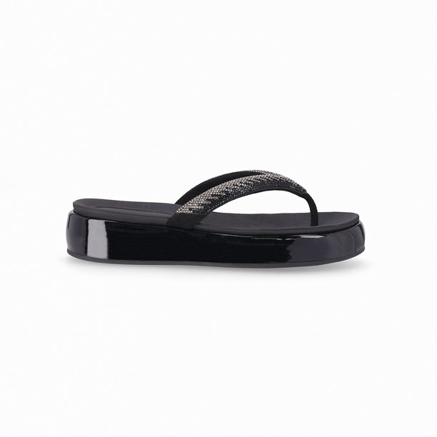Sandalia Mujer Strass Sol Negro Piccadilly