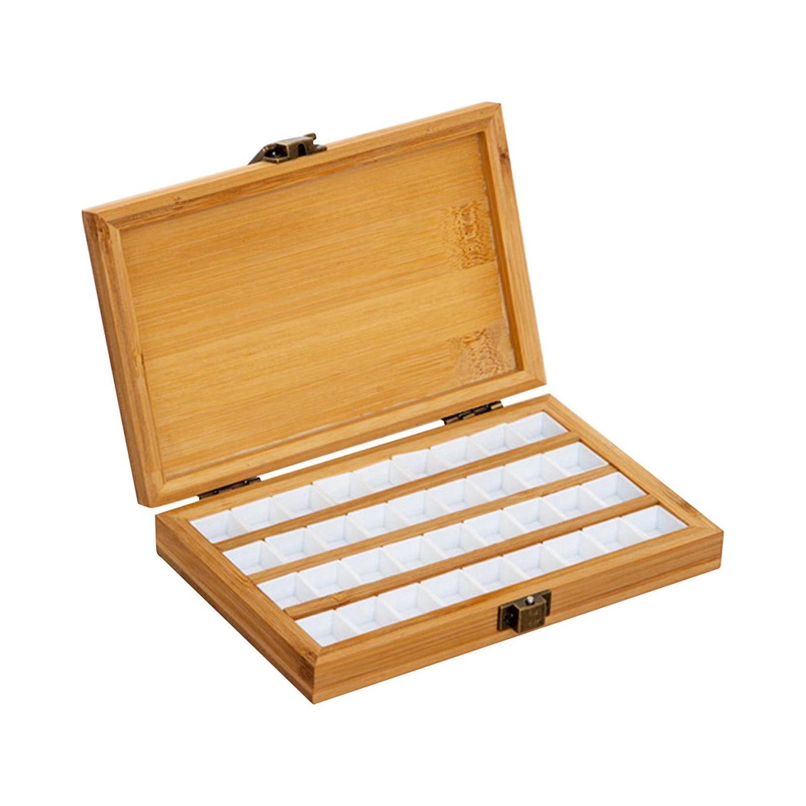 Magideal - De Pintura De Bambú Vacía Con Tapa De Gouache Bandeja De Pintura De Acuarela Para Niños , 36 Rejillas