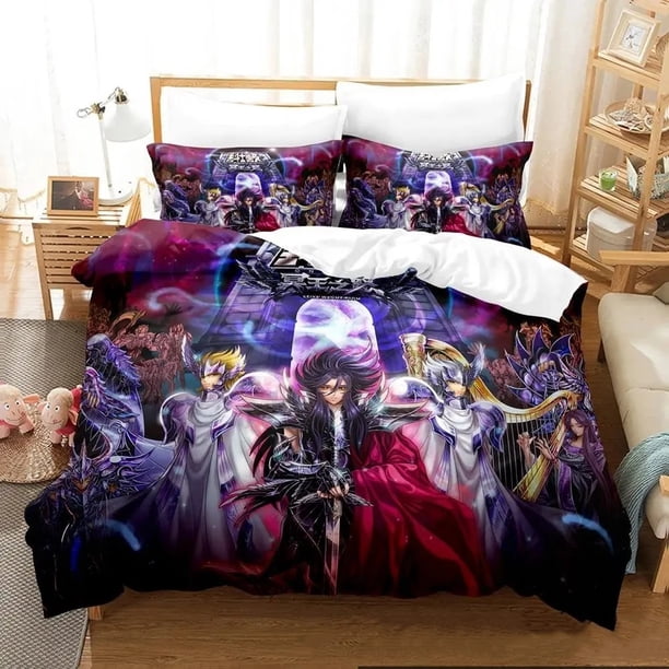 Saint Seiya Bedding Set Boys Girls Duvet Cover Pillowcase Bed boys Adult Home Textileextile