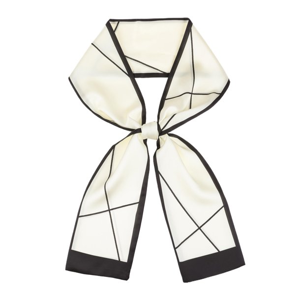 INSPIRE CHIC Bufanda larga de rayas con cadena para mujer, pañuelo de cuello de satén sedoso con caballos para atuendo de oficina y negocios 5.9x59""(LxW) Estilo-2