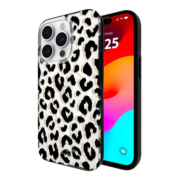 Funda Kate Spade New York para iPhone 15 Pro – Patrón Leopardo Ciudad Negro