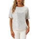 thumbnail image 1 of INSPIRE CHIC Camisa de lentejuelas para mujer con mangas dolman brillantes para fiesta, blusa de gran tamaño con brillo plateado M, 1 of 6
