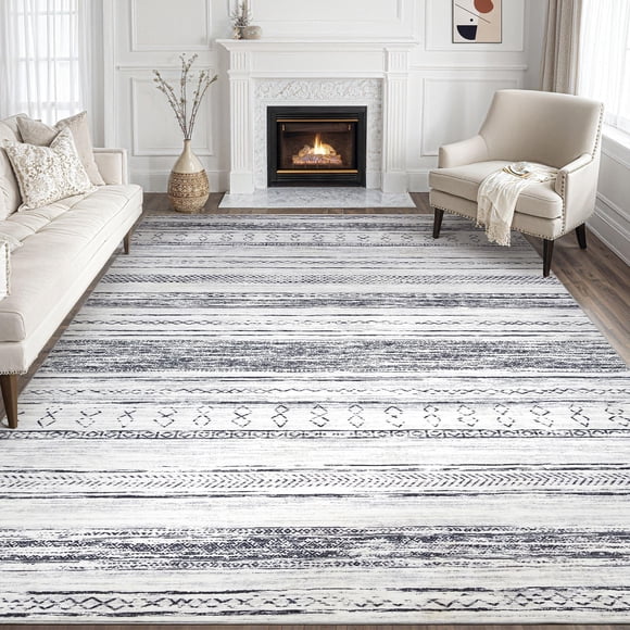 Alfombra Área Tortania 240x305 cm Lavable Suave Boho Gris