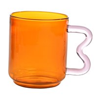 Magideal - Hermosa Taza De Vidrio Latte Mug 15 Mango Creativo Drinkware Taza De Café De Borosilicato Para Bebidas Cumpleaños Inauguración De La Naranja