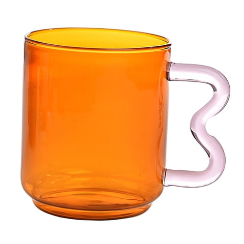 Magideal - Hermosa Taza De Vidrio Latte Mug 15 Mango Creativo Drinkware Taza De Café De Borosilicato Para Bebidas Cumpleaños Inauguración De La Naranja