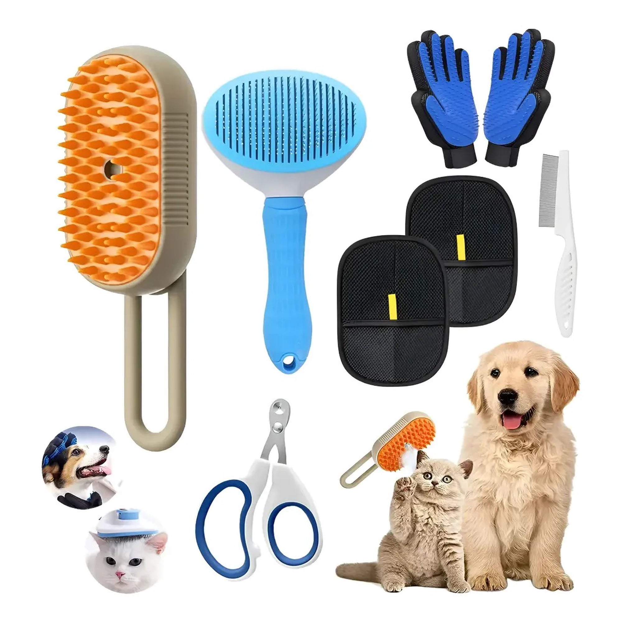 Genérica - Kit 8 Cepillo Deslanador Gato Perro Peine Mascota Masajeador