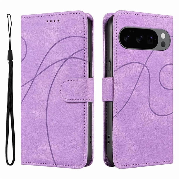Funda tipo cartera con tapa para Google Pixel 10 Pro 5G con tarjetero, soporte y cubierta magnética Morado