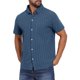 thumbnail image 5 of INSPIRE CHIC Camisas de Regreso a Clases para Hombres Cuello de Punta Manga Corta Botón Abajo Camisas Casuales de Rayas de Lino con Bolsillos L Azul Oscuro, 5 of 6