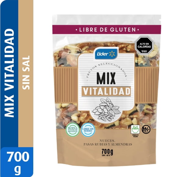 Mix de nueces, pasas rubias y almendras, sin sal, 700 g