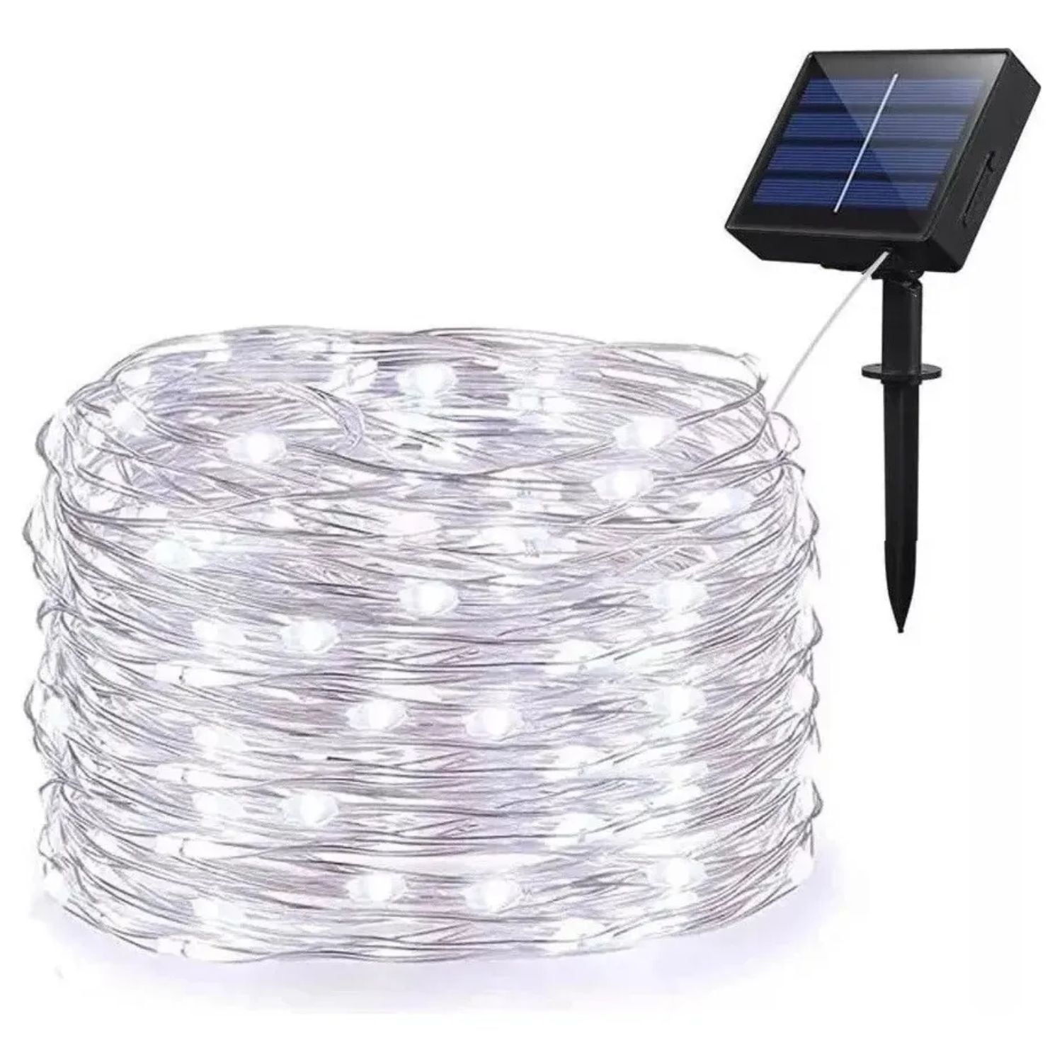 Genérico - Guirnalda Solar Alambre Hada Blanca 50 Led Jardin 10 Metros