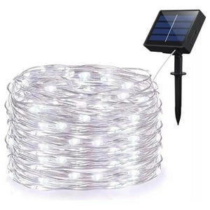 Genérico - Guirnalda Solar Alambre Hada Blanca 50 Led Jardin 10 Metros