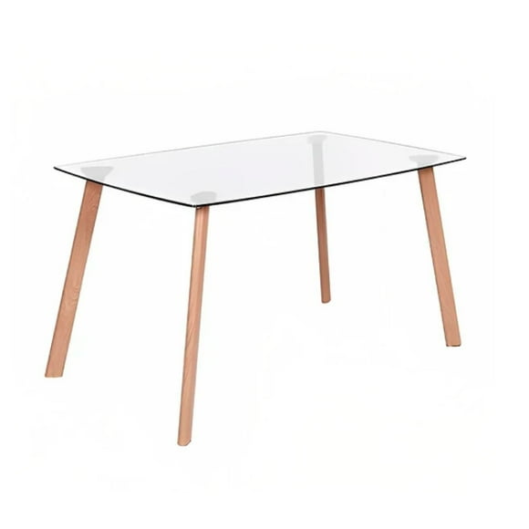 Mesa Nordica Rectangular de Vidrio Laterales Redondeados 120x80cm