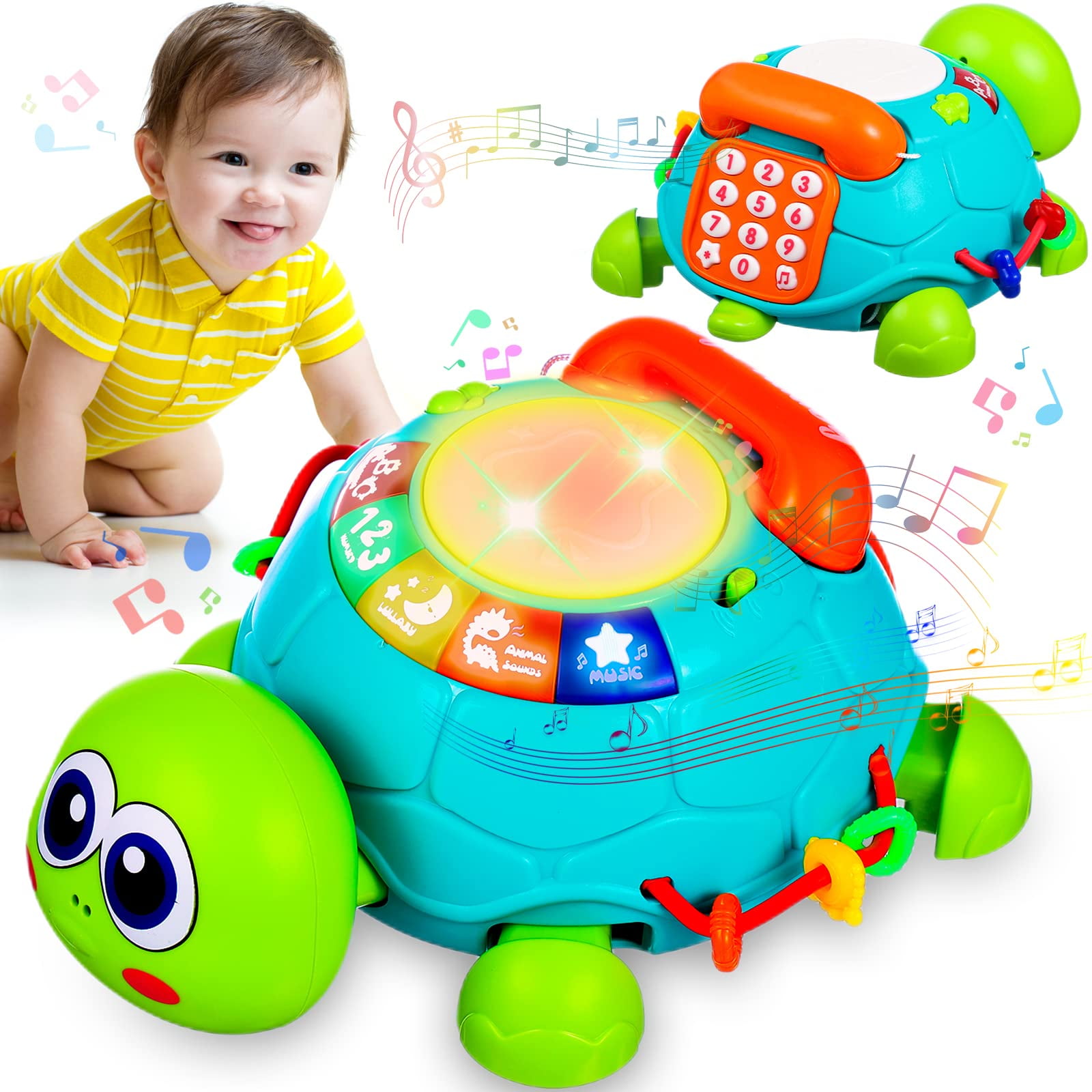 Keysense Lifestyle - Juguete Crawling Musical Turtle Para Bebés De 6 A 12 Meses Con Luces Y Sonido