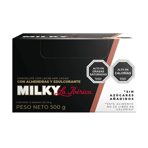Chocolates La Ibérica - Barra Milky Almendras Sin Azúcar X 50 G X 10 Pzas
