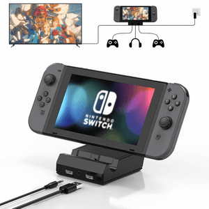 Genérico - Estación De Acoplamiento Profesional Compatible Con Nintendo Switch Con Salida Hdmi 4K A 60 Hz, Concentrador Usb De 3 Puertos, Adaptador Ethernet Y Carga Pd De 65 W - Diseño Compacto-Negro