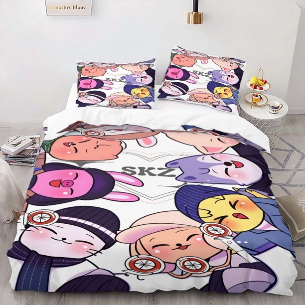 SKZ Cartoon Image 135-264Cm Themed Bedding Duvet Cover Pillowcase Set Soft Comfortable Suitable for Home And Bedroom Guest Rooms