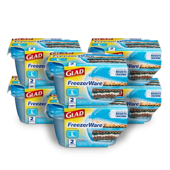 Contenedores de almacenamiento de alimentos Gladware Freezerware, 1,9 L, paquete de 6