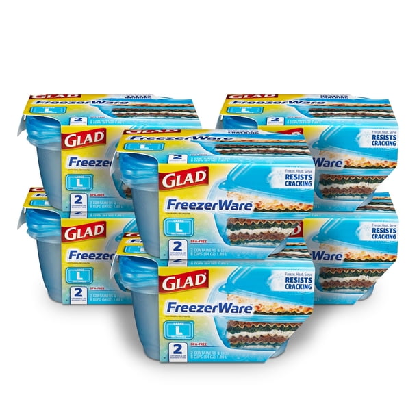 Contenedores de almacenamiento de alimentos Gladware Freezerware, 1,9 L, paquete de 6