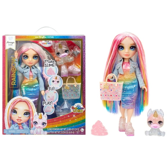 Muñeca Rainbow High Amaya Kit DIY Sparkle Slime y Mascota