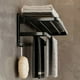 thumbnail image 3 of Maximize Your Bathroom Space with our Stylish 1pc Punch Free Folding Towel Rack - Wall-Mounted Shower Hanger with Hook and Bathroom Shelf in Black/Gray, 3 of 5