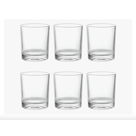 Casa Pagoda - Set 6 Vasos Vidrio Corto 250Ml Transparente Clásicos