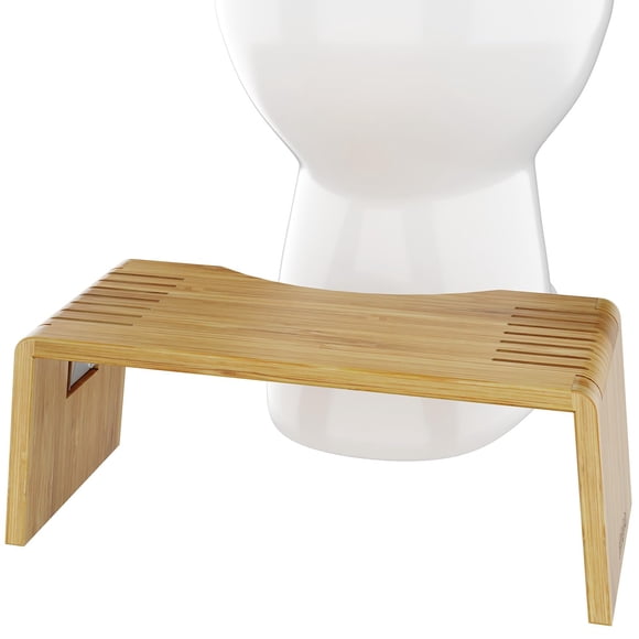Taburete de inodoro Squatty Potty Oslo plegable de bambú de 18 cm, color marrón