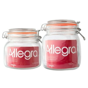 Set 2 Frascos Con Tapa Hermetica 800Ml + 1000Ml Allegra