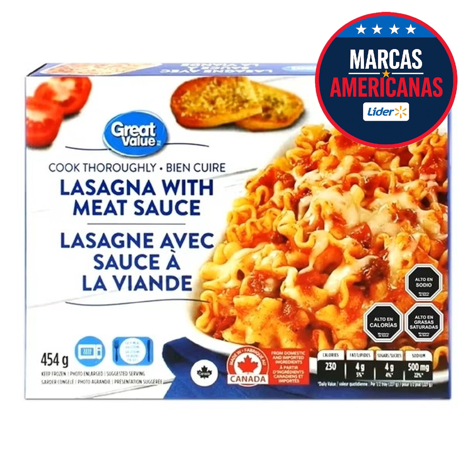Plato Preparado Lasaña Con Carne 454 g Great Value
