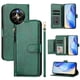 thumbnail image 2 of Funda tipo cartera para Realme 12 pro plus 5G con bolsillo con cremallera, tarjetero, soporte, correa para la muñeca y tapa de cuero verde, 2 of 5