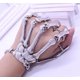 thumbnail image 2 of Pulsera punk steampunk con calavera negra, dedo y mano unidos, brazalete gótico con huesos de esqueleto, 2 of 7