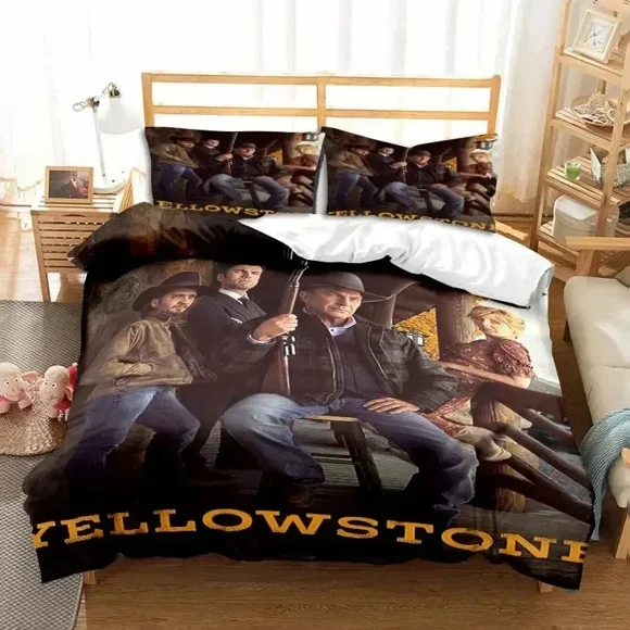 This Is My Yellow-Stone Watching Retro Fashion Bedding Set Duvet Cover Pillowcase Double Adult Bedroom Gift Bed Sheets