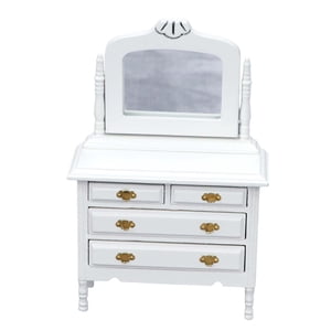 Magideal - Tocador De En Miniatura 1/12, Muebles De Juguete Con Cajón De Espejo, Dormitorio, Sala De , Maquillaje, Tocador, Decoración De
