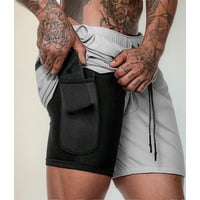 Oem - Short Gimnasio Hombre Con Calza Y Bolsillo Para Celular Gris L