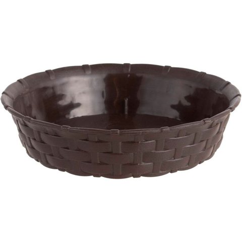 Reyplast - Pack X 4 Plato Maceta Redonda Estilo Ratán 33×30 Cm Marrón Morro –