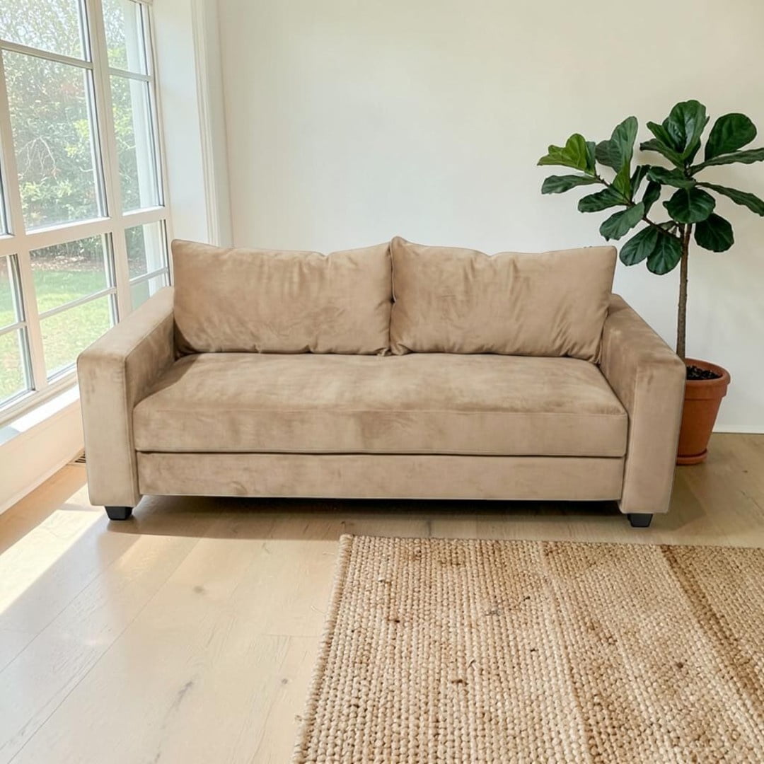 Diseños Valestrini - Sofa Cama Multifuncional Felpa Beige