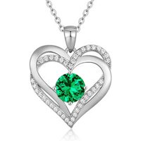 Heshpaws - Collar Love Pendant Con Piedra De Nacimiento Plata