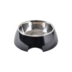 Mascan - Plato Melamina Sólido Redondo Negro Talla Xl Perro