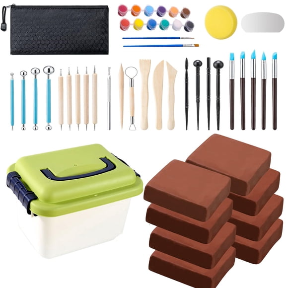 Arcilla para cerámica WABAFL 4,5 kg terracota con kit de 30 herramientas