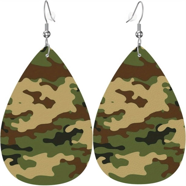 Bohemian Pattern Leather Earring Teardrop PU Dangle Party Earrings For Women Girls