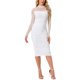 thumbnail image 2 of INSPIRE CHIC Vestido de Malla para Mujer Cuello Alto Manga Larga Fruncido Cóctel Vestidos Ajustados L Blanco, 2 of 6