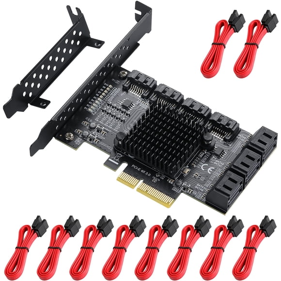 Tarjeta controladora PCIe SATA MZHOU de 10 puertos con 10 cables SATA