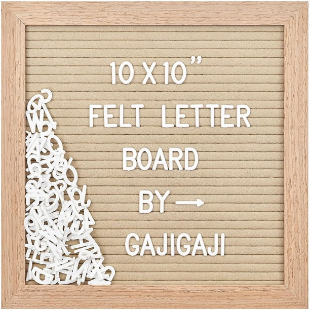 Felt Letter Board, 10 x 10 inch Wooden Frame, Beige