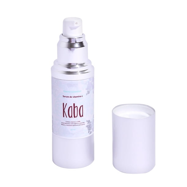 Suero facial Kaba con Vitamina C y Ácido Hialurónico, hidratante e iluminador para manchas oscuras, con 20 % de Vitamina C potenciada, estimula colágeno, astringente natural - 1 oz (30 ml)