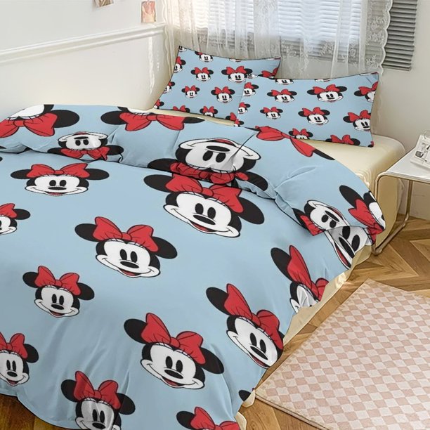 Mickey Print Bedding Set Pattern Duvet Cove Set 3 Pieces 1 Quilt Cover And 2 Pillowcases for Women Men Teens