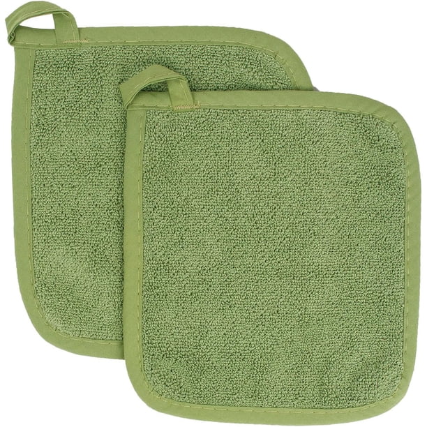 Juego de agarraderas de tela de rizo de algodón, almohadillas para calentar alimentos, paquete de 2