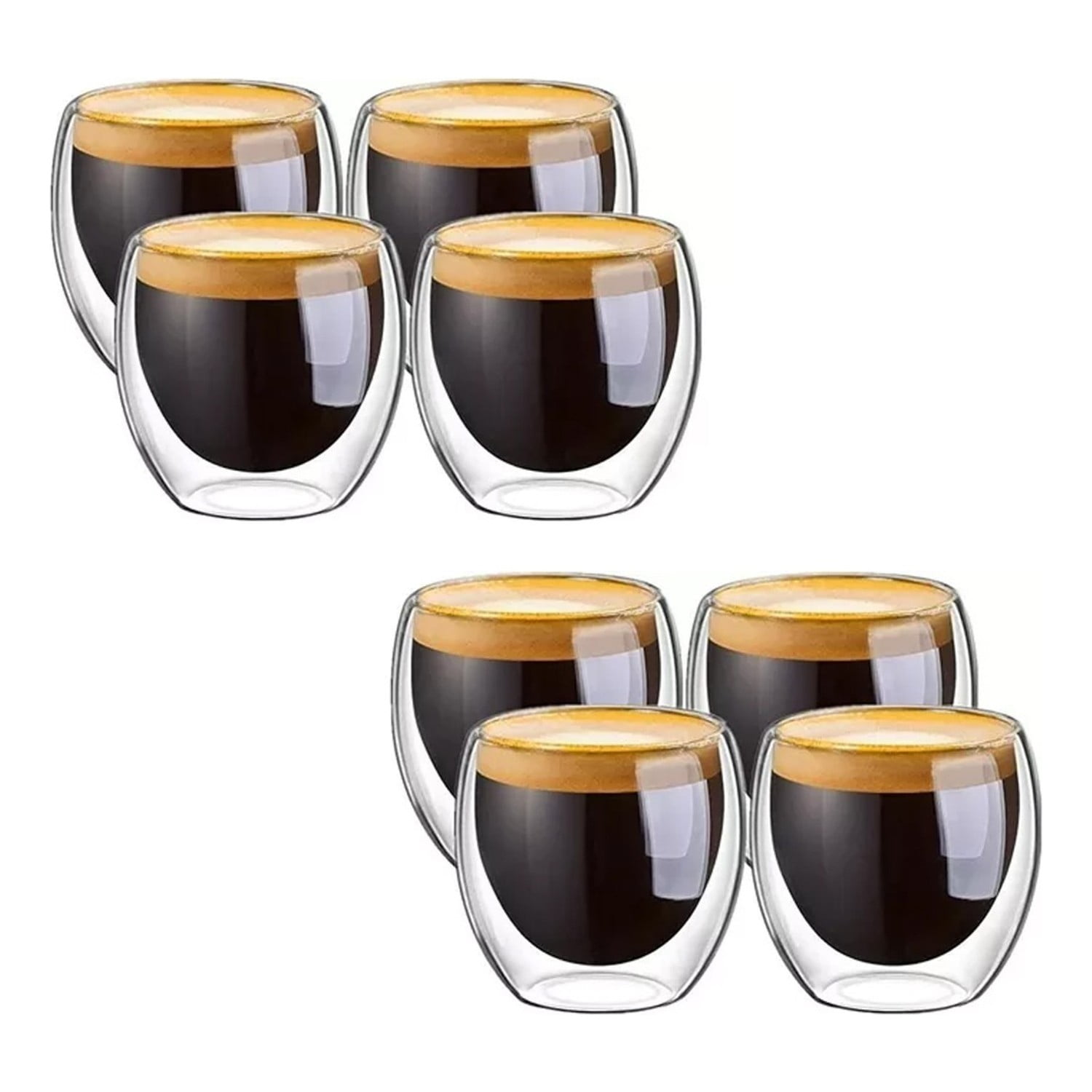 Genérico - Set 8 Tazas Espresso Doble Pared Vidrio Borosilicato 250ml
