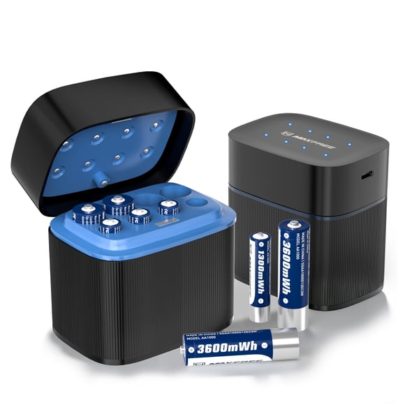 Pilas recargables Maxfree 4 AAA y 4 AA con cargador, paquete de 8