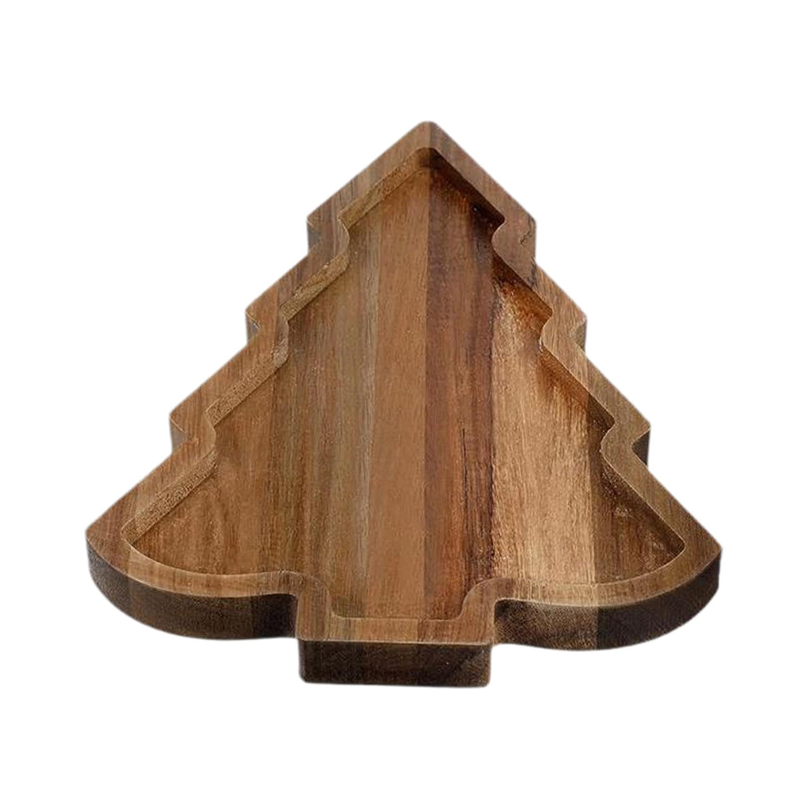 Magideal - Bandeja De Madera Para Servir Navideña, Bandeja Para Desayuno, Platos Navideños, Plato Para Aperitivos, Centro De Mesa, Bandeja Para Comida, Días Fest Árbol De Navidad