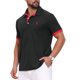 thumbnail image 5 of INSPIRE CHIC Camisa Polo de Piqué con Patrón para Hombre Camisas de Polo de Golf de Color Contraste M Negro, 5 of 6